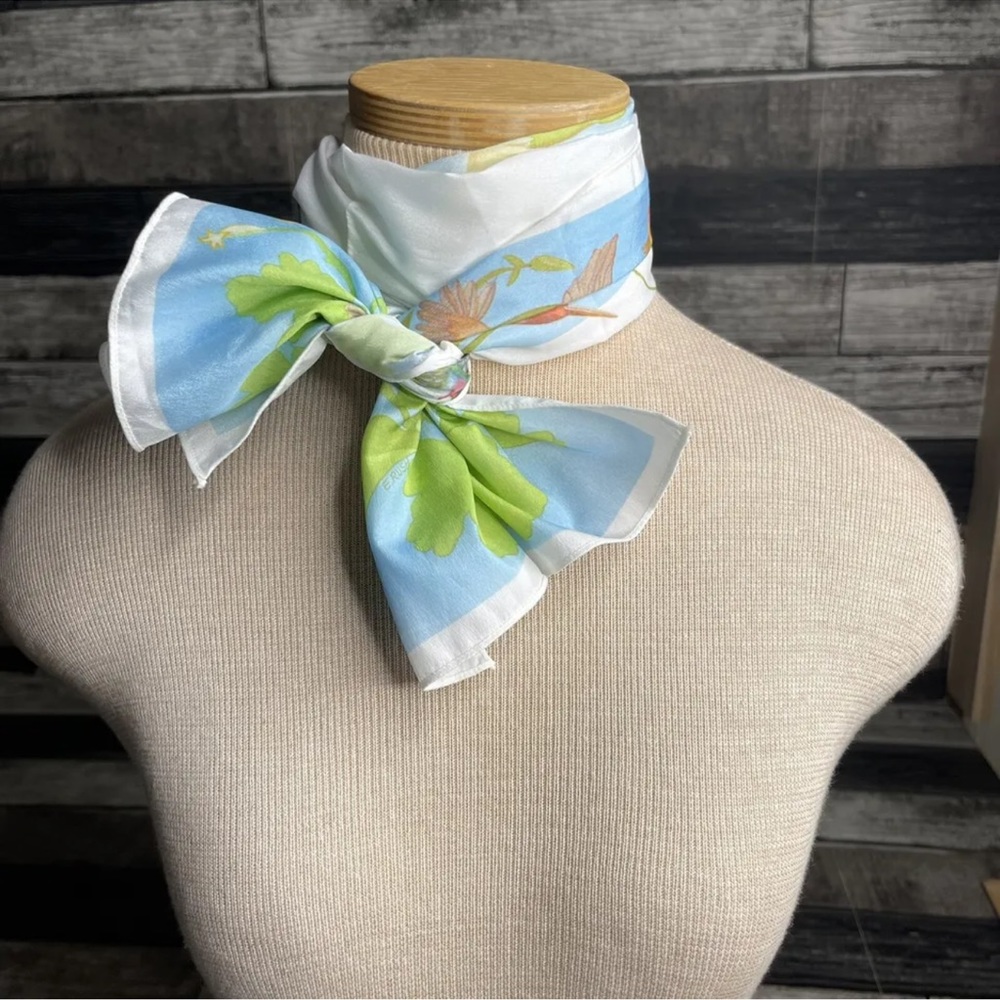 VINTAGE Hummingbird Neck Scarf 1984 National Wildlife Federation Satin‎ Tie